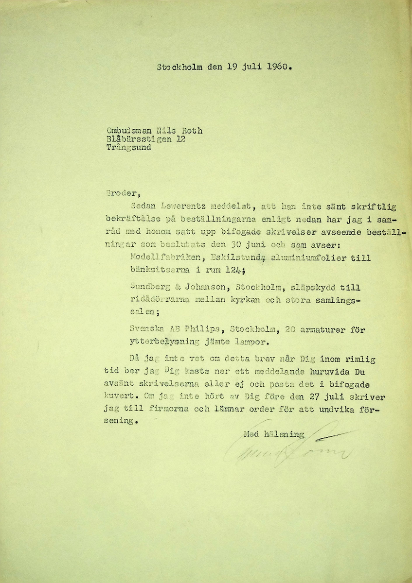 Korrespondens
Markuskyrkan