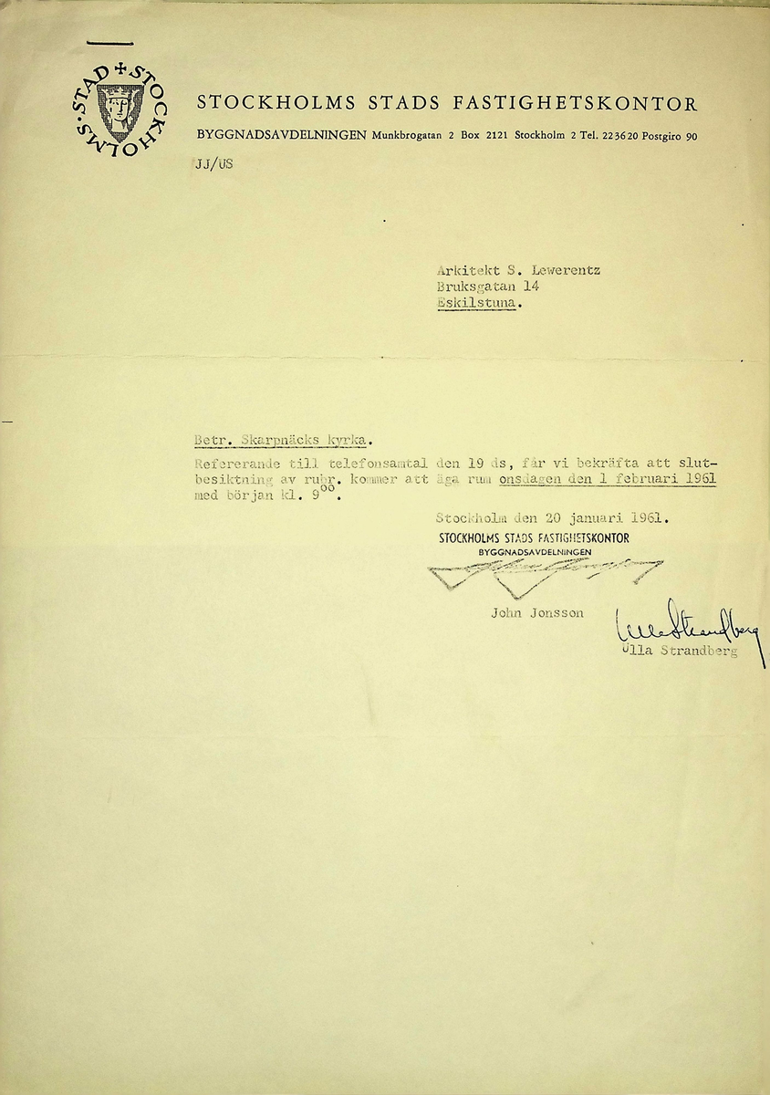 Korrespondens
Markuskyrkan