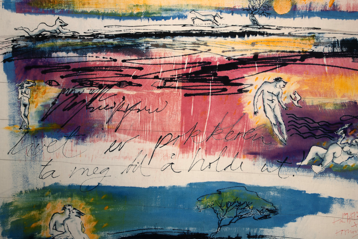 Brevets tekst: "Hei! Livet er pokker ta meg til å holde ut. det er den draumen me ber på at noko vidunderlig skal skje at tid skal opna seg at kjelder skal springa at draumen skal opne seg at me ein morgonstund skal glida inn på ein veg me ikkje har visst om. M.H. Wenche Kvalstad Eckhoff/85"