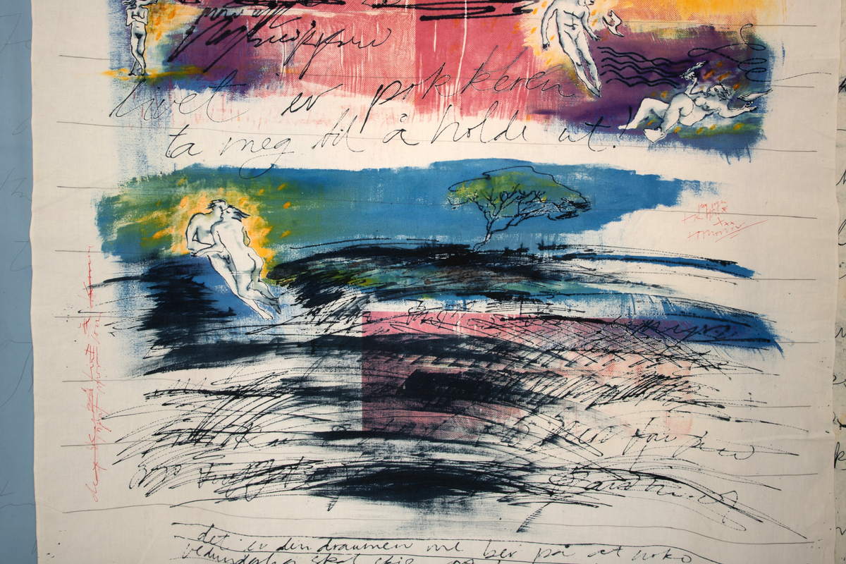 Brevets tekst: "Hei! Livet er pokker ta meg til å holde ut. det er den draumen me ber på at noko vidunderlig skal skje at tid skal opna seg at kjelder skal springa at draumen skal opne seg at me ein morgonstund skal glida inn på ein veg me ikkje har visst om. M.H. Wenche Kvalstad Eckhoff/85"