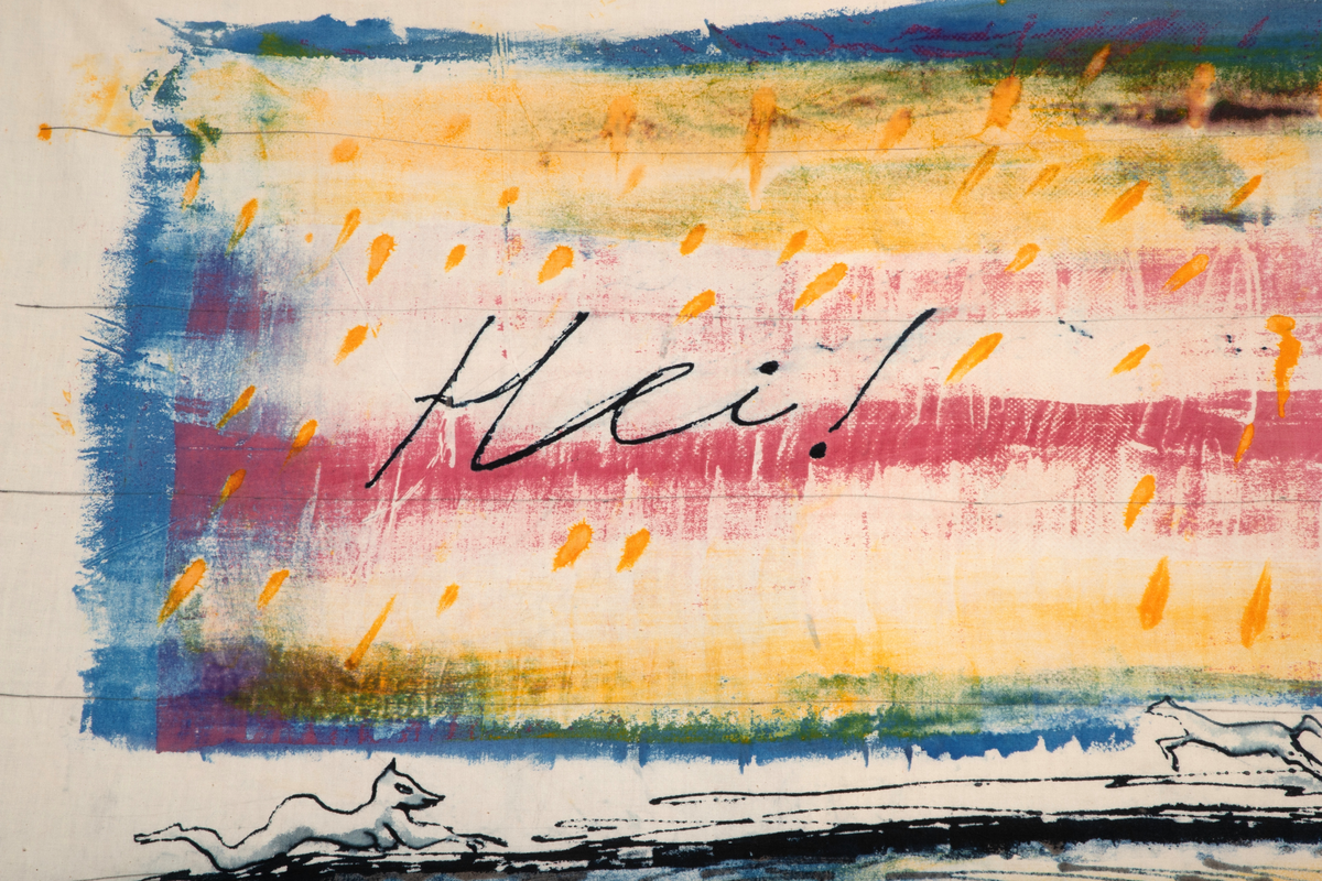 Brevets tekst: "Hei! Livet er pokker ta meg til å holde ut. det er den draumen me ber på at noko vidunderlig skal skje at tid skal opna seg at kjelder skal springa at draumen skal opne seg at me ein morgonstund skal glida inn på ein veg me ikkje har visst om. M.H. Wenche Kvalstad Eckhoff/85"