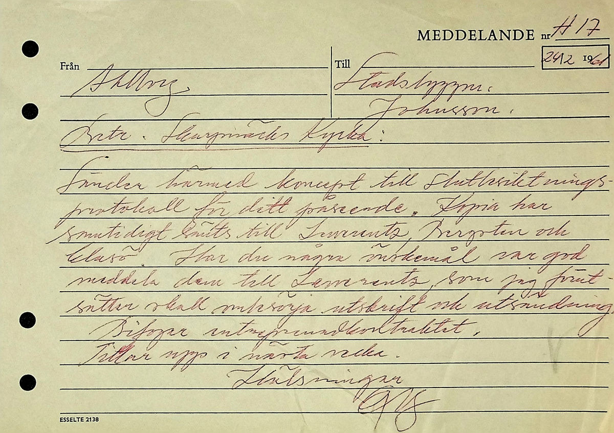 Korrespondens
Markuskyrkan