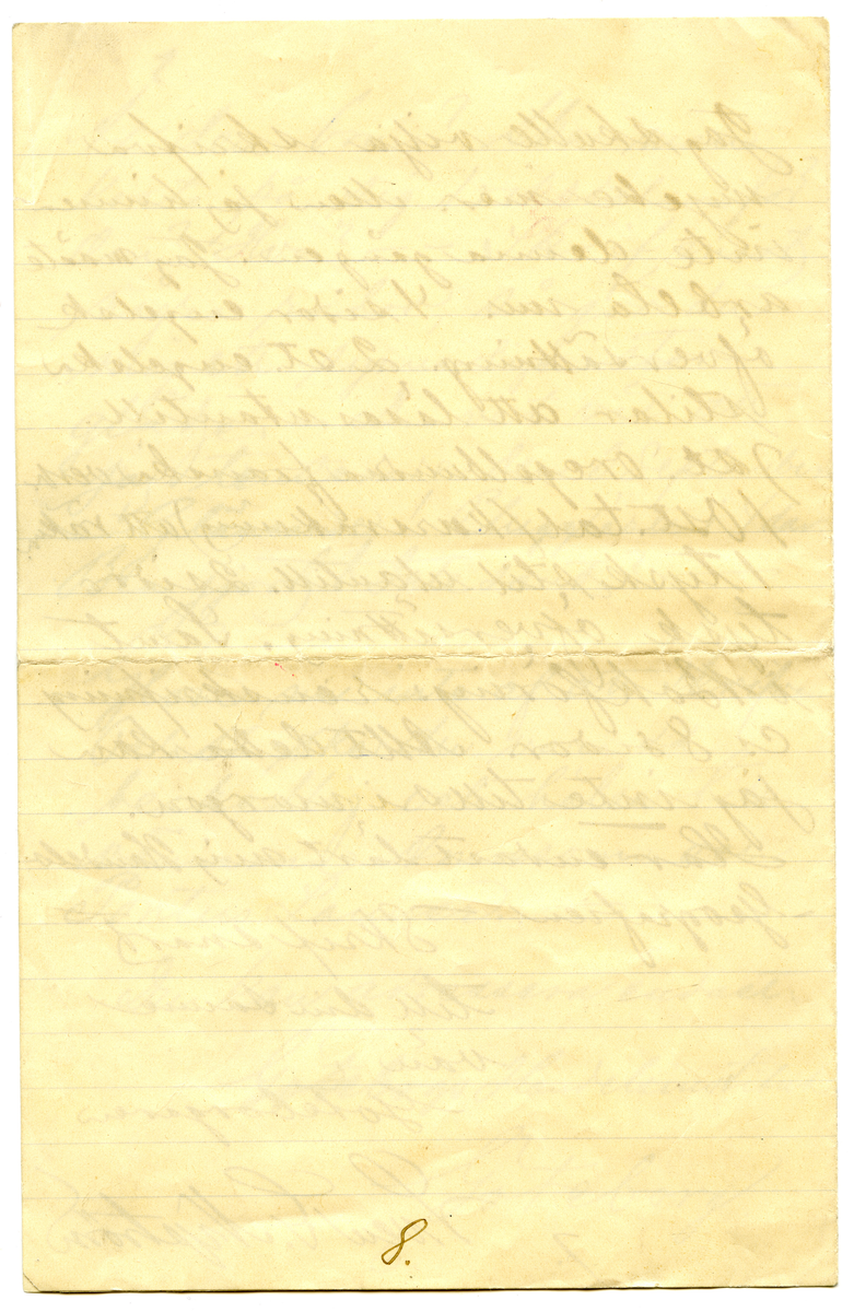 Brev 1900-09-19 från Sven G. Nyström till John Bauer, bestående av 8 sidor skrivna på fram- och baksidan av ett vikt pappersark. Huvudsaklig skrift handskriven med svart bläck. 
.
BREVAVSKRIFT:
.
[Sida 1]
Göteborg d. 19 Sept. 00
Broder!
Hej på dej och tack för
längesen! Som du kanske
vet är jag numera en
mager, pluggande elev [överstruket: på, inskrivet vid] 
Göteborgs Handelsinstitut.
Jag har vådligt mycket att
göra. Alldeles orimligt, enormt
mycke. Jag kan med skäl
säga, att jag [understruket: inte haft tid]
att tillskrifva dig, gamle vän.
- Nu får jag emellertid
slå mig lös och klåpa ihop
några rader för att fråga
dig om du har tålamod
nog att vänta ännu någon
1.
.
[Sida 2]
tid med den där lilla femman,
jag viggade af dig i Jönköping.
När jag kom hit hade jag nog
kofva tillräckligt så att jag
då skulle kunnat afbörda
mig min skuld. Men allt
har strukit med till böcker.
Jag har halfva mitt rum
fylldt med alla möjliga
gamla luntor. Mest utländsk
litteratur. De är, som du
vet, bara smörja. - När
jag fått ordna mina för-
hållanden litet grundligare
skall jag så snart det 
blir mig möjligt sända
dig ditt tillgodohafvande.
Skrif snart fördenskull
och underrätta om du ändrat
adress. - Ranft’s s.k.
2.
.
[Sida 3]
komedie eller lustspelsafdel-
ning ligger här f.n. I lör-
dags var jag och såg Hedbergs:
Hjärtats begär. Laven var
öfverdådig. - Så var jag i
söndags middag på Museum
ett slag och titta på ”taflera”.
Såg din vän och [kollega] (pardon)
E.v. Strokirch. Men han
kände nog fasen inte igen
mej. Fastän vi varit klass-
kamrater förr i världen. -
- Här finns för öfrigt ej
så få gamla Jönköpingsbor
i den goda staden Göteborg.
- På Handels finns det rasande
många flickor. Många, minst
sagdt, osköna flickor. Och 
många verkligt vackra flickor.
Vår klass - d.v.s. 1 B är synner-
3.
.
[Sida 4]
ligen lyckligt lottad i det
fallet. Där äro de fleste
flickera vackra. Och vi
ha den vackraste på hela
Handels, ja, jag ville nästan
säga i hela Göteborg. Hon
heter Gertrud Svensson.
Gud hva’ hon är vacker!
Men så finns det en, som
är nästan lika vacker. Hon
heter [understruket: Dagmar Jensen] Hon
är kanske ändå lika vacker.
Hon går förbi där jag bor om
morgnarne. Och då kan det
allt hända - ibland - att vi
två, Dagmar & Jag, få sällskap
till Handels. Det är den enda
glädje jag har här i min ”knogiga”
tillvaro. - Nu är papperet slut -
men jag slutar inte för det.
4.
.
[Sida 5]
Jag hjälper Dagmar med räkningen.
Och jag älskar Dagmar och Dagmar
[flera korta streck] Gud allena
vet hur detta skall sluta.
Jag kanske kommer hem
som förlofvad karl. -
Men när jag tänker rätt
på [ överstruket: streck över a] saken, så måtte försynen
inte vara riktigt med om
den här alliansen. Jag
skall flytta i början af
Oktober. Det kanske blir
någon annan då. Hvem vet?
Jag kommer att dela rum med
Banktjänstemannen Herr
Natanel Grönblad, Köpmans-
banken. Det är på ett
trefligt ställe. Piano.
m.m. - - Hör du, har du
sett ”Collinette” i Stockholm
5.
.
[Sida 6]
kosta på sig 1 riksdaler för
den? Hva? - - Skrif snart
några rader, så gör du
mig ett synnerligen stor
glädje. – Du vet väl att 
jag tenterade den 3 September.
Glänsande! Pluggläste i 4 dar.
Bra gjort! Inte sant? –
Glöm nu inte af att skrifva.
Och så ska du vara så
beskedlig och hälsa till
vännerna Anersson och 
Pontus Lanner. –
Du kan adressera endat:
Göteborgs Handelsinstitut
Göteborg
6.
.
[Sida 7]
Jag skulle vilja skrifva
mycke mer. Men jag hinner
inte denna gången. Jag måste
arbeta nu. 4 sidor engelsk
öfversättning. 2 st. engelska
stilar att läsas utantill.
7 st. oregelbundna franska verb.
10 st. tal (kursräkning) att räkna.
1 tysk stil utantill. 2 sidor
tysk öfversättning. Samt
i Bokföring: renskrifning
ca 8 sidor. Allt detta kan 
jag [understruket: inte] tills i morgon.
Har endast lärt mig Handels-
Geografien. – 
Skrif snart
till din sanne 
vän
Göteborgaren
Sven G. Nyström
7.
.
[Sida 8]
8.
