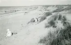 Strand med badgäster vid Liseleje Strandhotell, Danmark 1925.