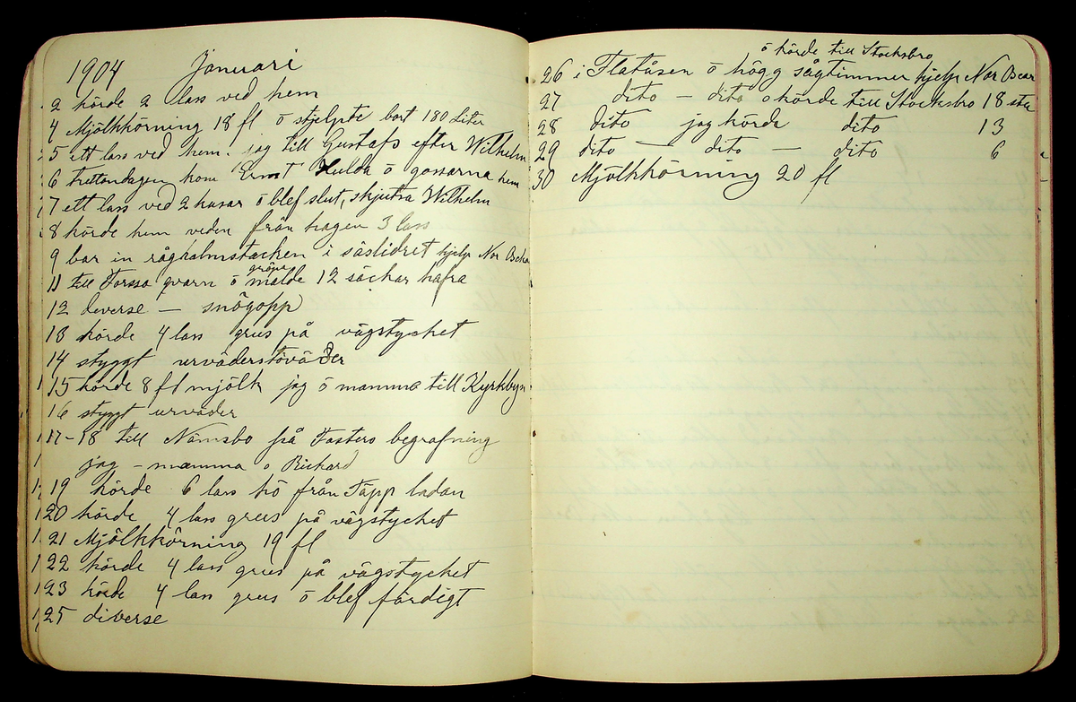 Dagbok åren 1903-19/1 1911 efter hemmansägaren Sigge Johan Gustaf Eriksson i Översätra, Stora Skedvi socken.