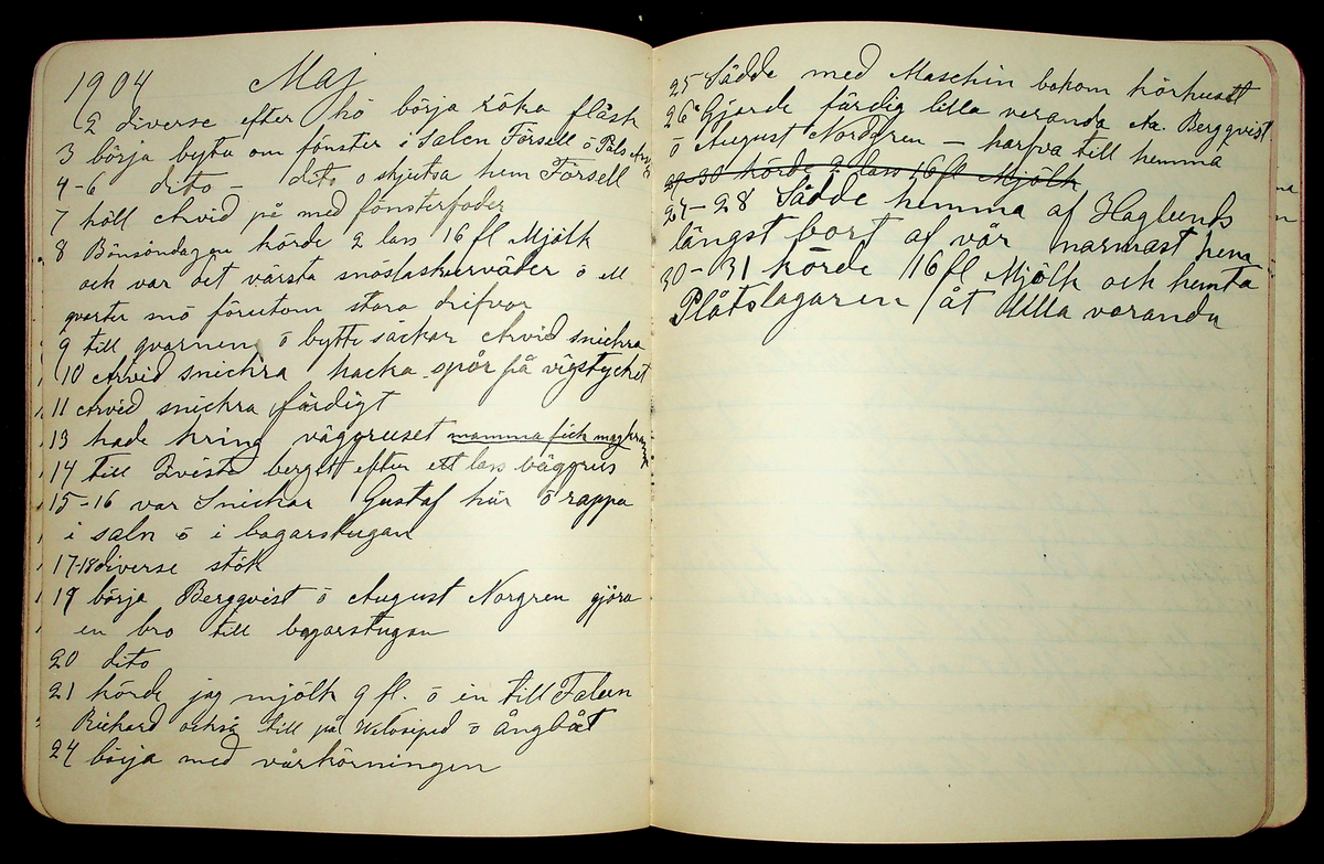 Dagbok åren 1903-19/1 1911 efter hemmansägaren Sigge Johan Gustaf Eriksson i Översätra, Stora Skedvi socken.