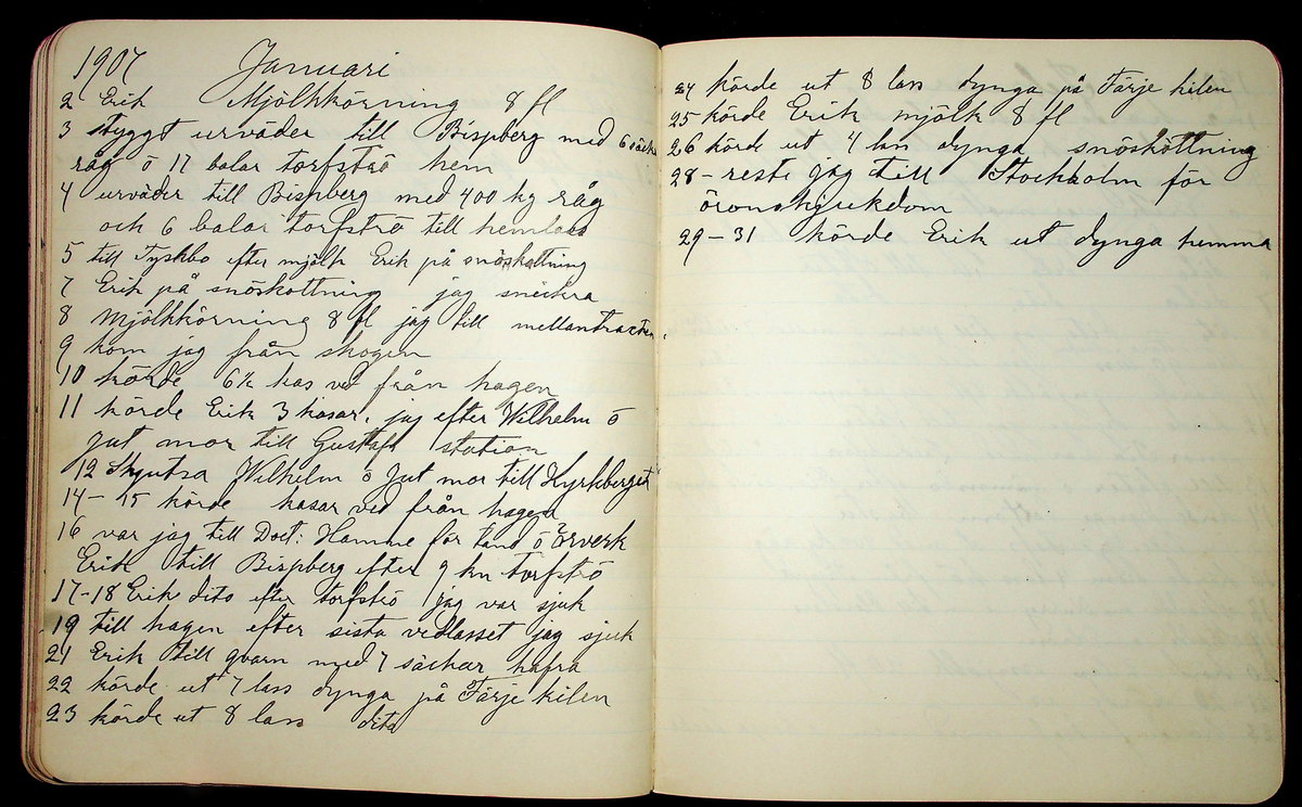 Dagbok åren 1903-19/1 1911 efter hemmansägaren Sigge Johan Gustaf Eriksson i Översätra, Stora Skedvi socken.