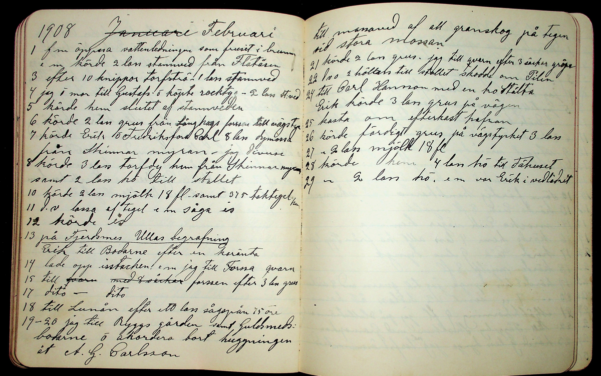 Dagbok åren 1903-19/1 1911 efter hemmansägaren Sigge Johan Gustaf Eriksson i Översätra, Stora Skedvi socken.