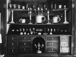 Lillehammer. Maihaugen. Utstilling av sølvtøy.