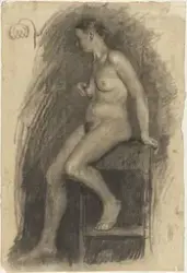 Sittende akt [Tegning]