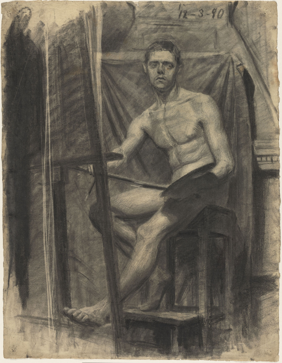 Akt, sittende [Tegning]