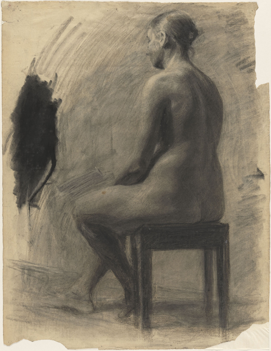 Akt, sittende [Tegning]