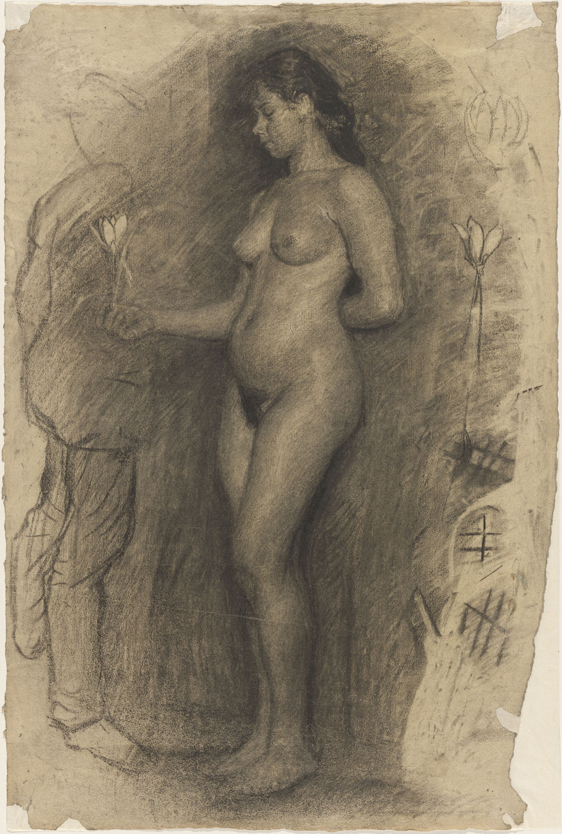 Kvinneakt, stående [Tegning]