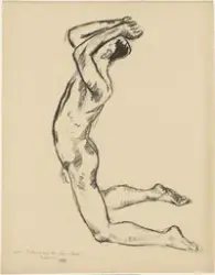 Knelende mannsfigur [Tegning]