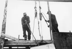 Fra bygginga av den nye Fryvolldammen i elva Frya i Sør-Fron