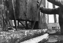 Fra bygginga av den nye Fryvolldammen i elva Frya i Sør-Fron