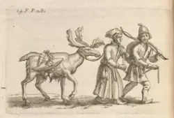 Par som leier reinsdyr med barn på ryggen [Grafikk]