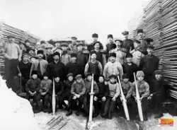 Bilden visar stabbläggare på Ljusne Brädgård 1917, spakarna 