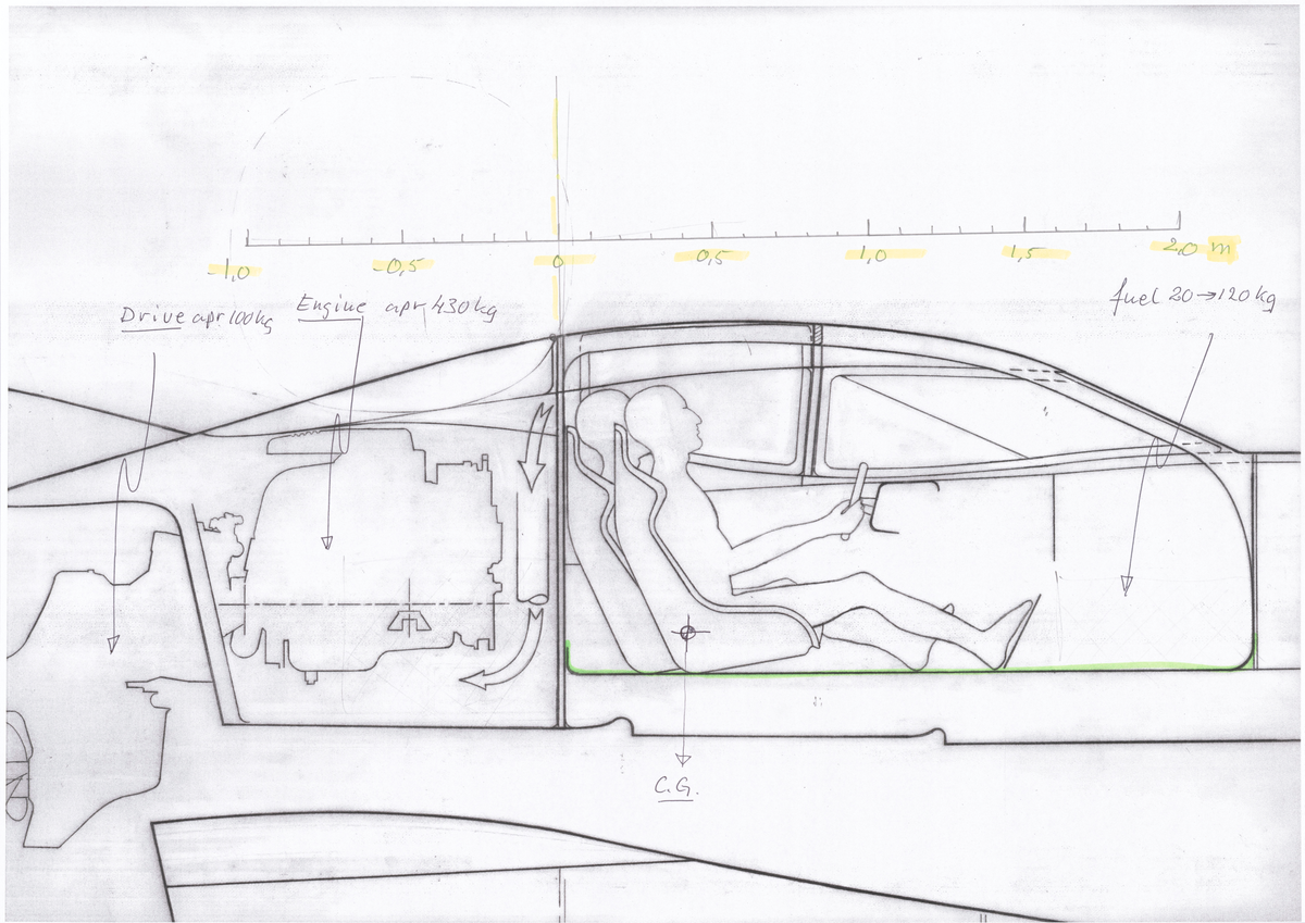 Fyra ritningar till B-24, ett original och kopia, och två detaljritningar på sittbrunn profil och sektioner.