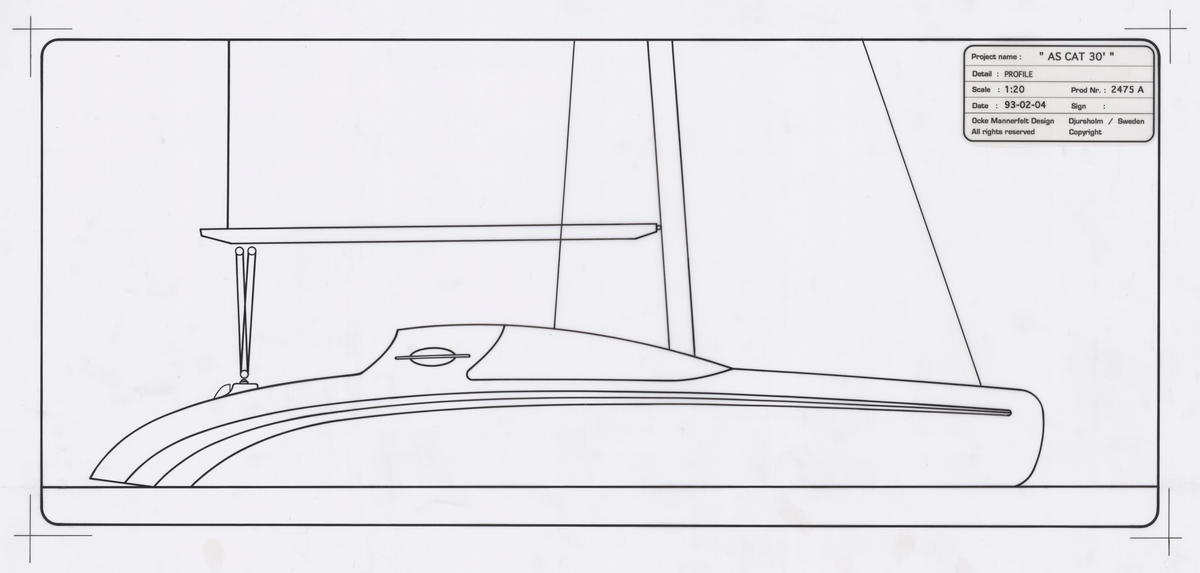 Tre profilritningar på AS CAT 30'