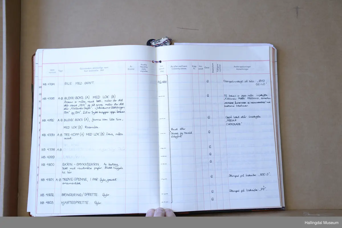 Blekk-boks med lokk, formet som ei tine. Rosemalt. 