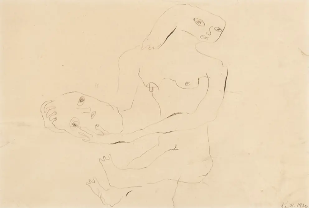 Hode i hånden [Blyanttegning]