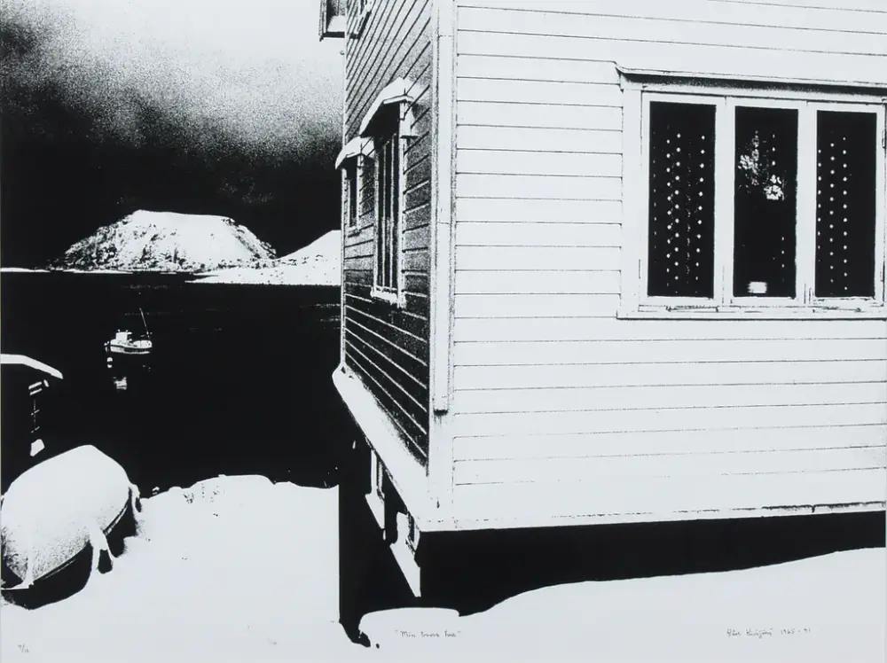 Kåre Kivijärvi: Min brors hus, 1965. Digital kopi fra et positiv 70x90 cm. Fra Preus museums samling