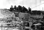 Vy över kraftverksbygge.
Forshults kraftstation, färdig 1911.