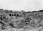 Män i arbete med kraftverksbygge.
Forshults kraftstation, färdig 1911.