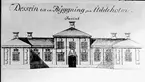 Ritning över Uddeholm, gamla manbyggnaden, uppförd av B. G. Geijer på 1740-talet.