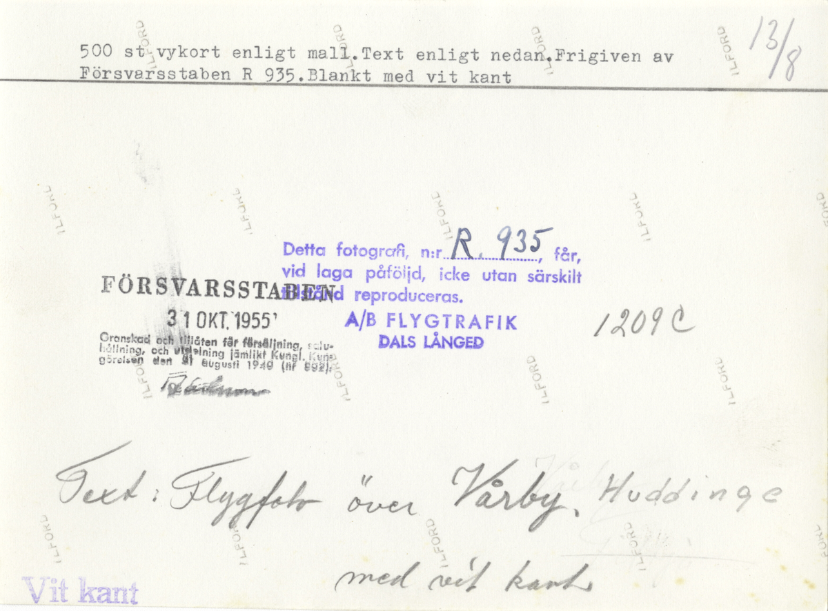 Flygfoto över Vårby.