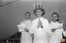 Stjärngossarna Sten Perols och Sven Westin flankerar Lucian 