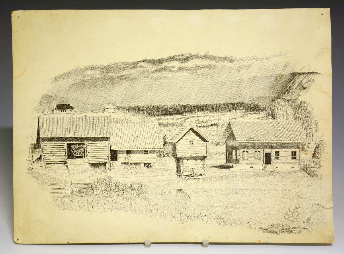 Gårdsbygninger, kirker, landskap, Bø nye og gamle kirke