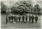 Vykort - skogsvårds- och jägarpersonal vid Österbybruk, Uppland 1884