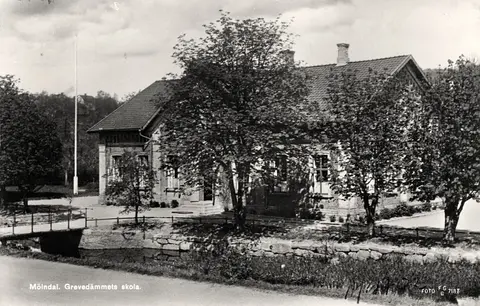 Vykort Mölndal Grevedämmets skola