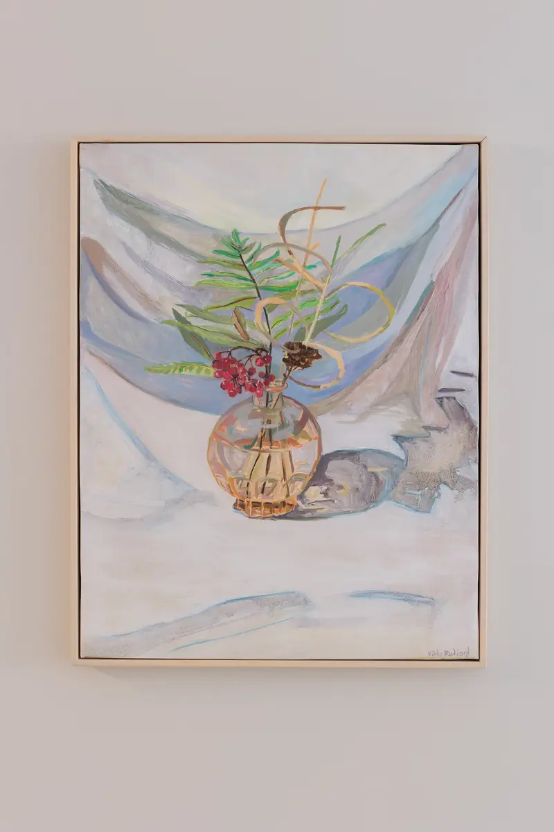 Stilleben av blomster i vase