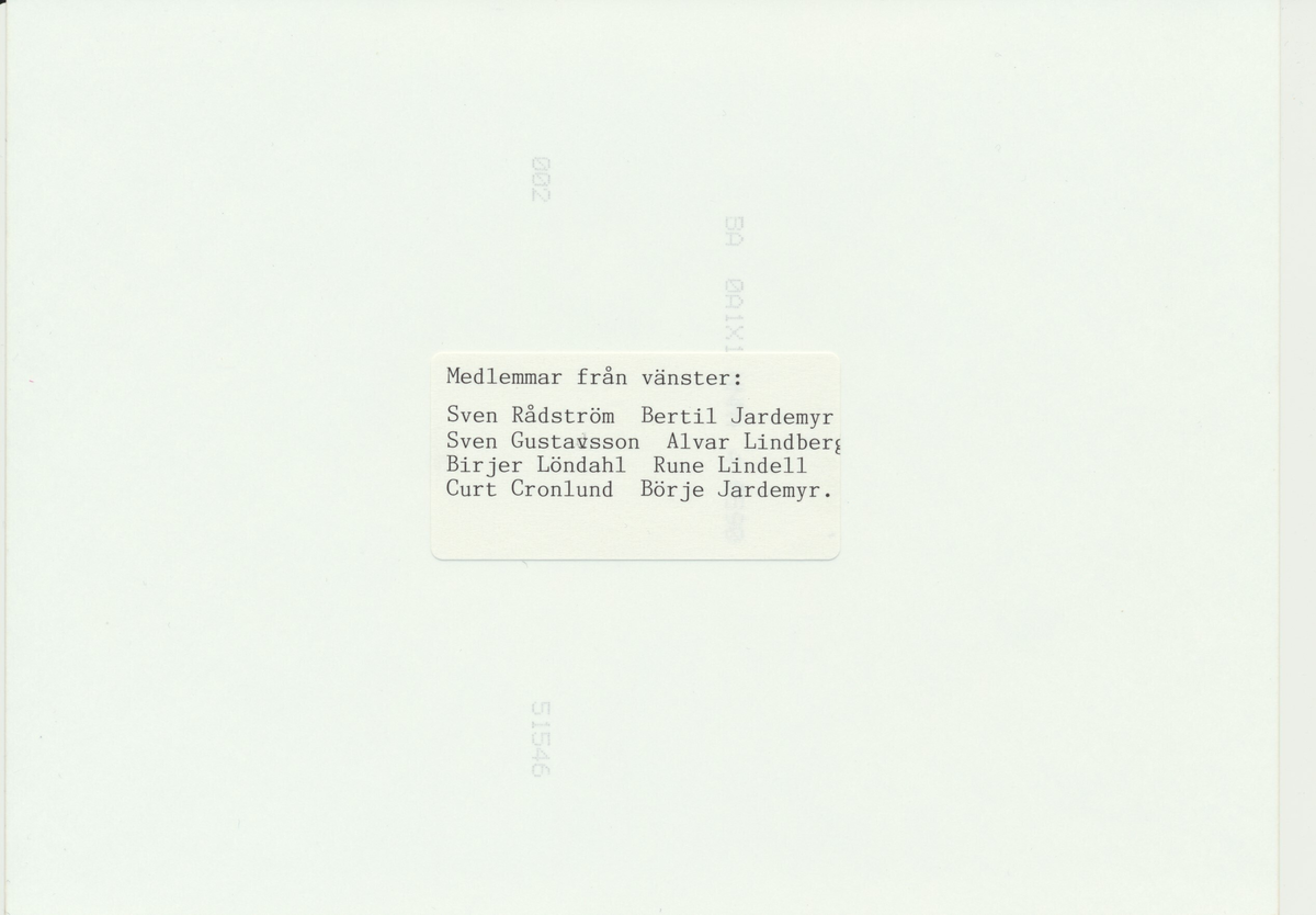 Musik i Nykvarn, gruppen Meteor var ett lokalt dansband som spelade i folkparken i Nykvarn och kringliggande orter. 

Meteor dansorketer 1939 Gunda Karlsson, Sven Gustavsson, Sven Rådström, Birger Lönndahl, Runde Lindell
på väg till spelning i Mölnbo Folkets Park Taxitransport Allan Johansson Nykvarn
Bertil Jardemyr tog bilden