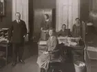 Lidköping Telegrafstation. Tk I. Löfgren, tgx M. Rydin (stående), klb L. Nilsson, ltf E. Sundling, tgx G Hammarén.