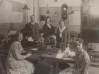 Västerås Telegrafstation. Interiör. Personal: tgx Karin Nordmark, tk Ch. Vejde, eotgx Anna Mörck, ks Alva Wennberg och skrb Elsa Lönn.