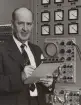 Motala Rundradiostn 1962. Interiör. Folke Strandén chef för Motala radiostation.