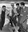 Sverige-Storbritannien-kabeln. Är 1960. Kabelskarvningen kan börja. Linjemästare G.Rydberg,linjeförman T.Olofsson, ing. Hellström och ing. Thulin.