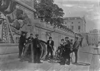 Kabelarbeten i Stockholm . Omkring sekelskiftet.