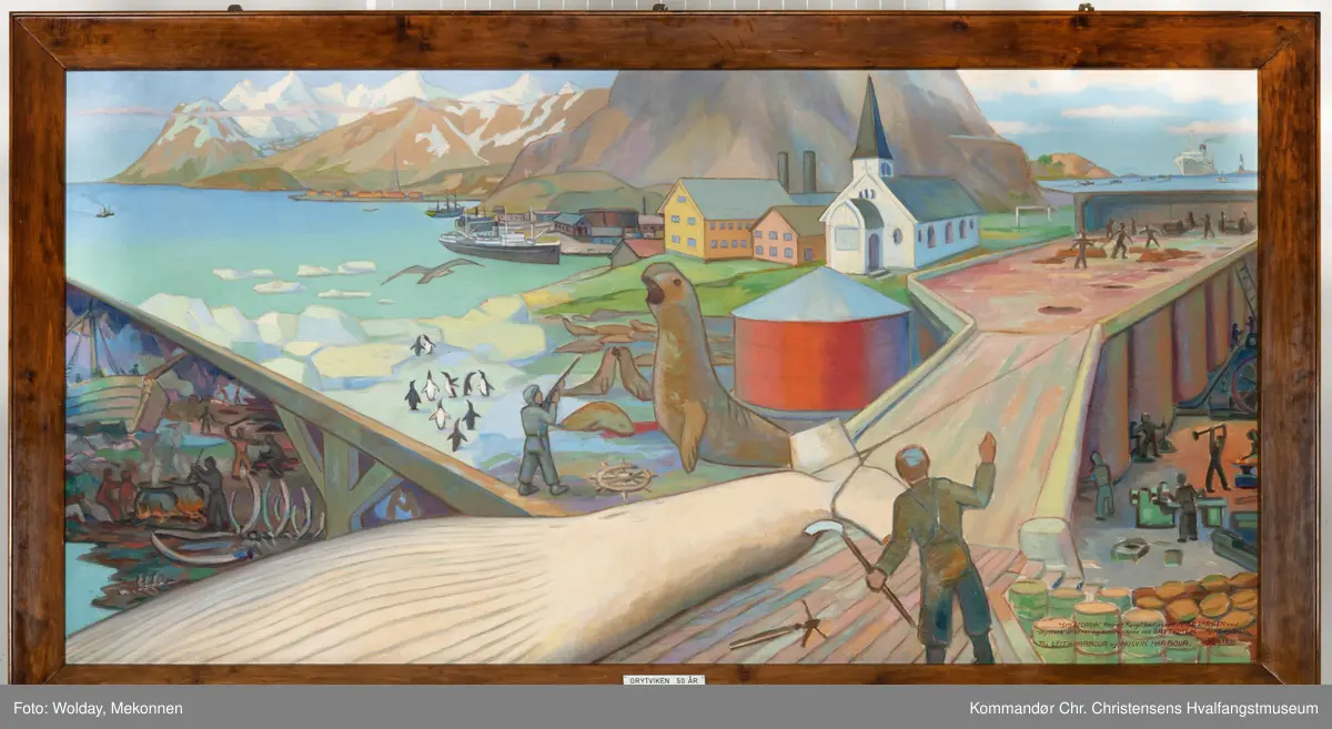 Fra Leith Harbour og Husvik Harbour. Grytviken, Syd-Georgia.