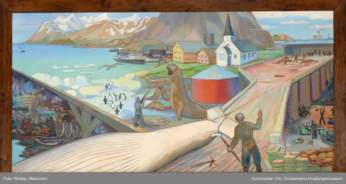 Fra Leith Harbour og Husvik Harbour. Grytviken, Syd-Georgia.