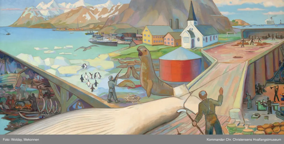 Fra Leith Harbour og Husvik Harbour. Grytviken, Syd-Georgia.