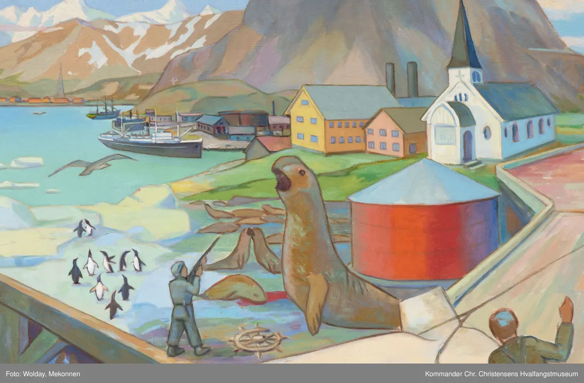 Fra Leith Harbour og Husvik Harbour. Grytviken, Syd-Georgia.