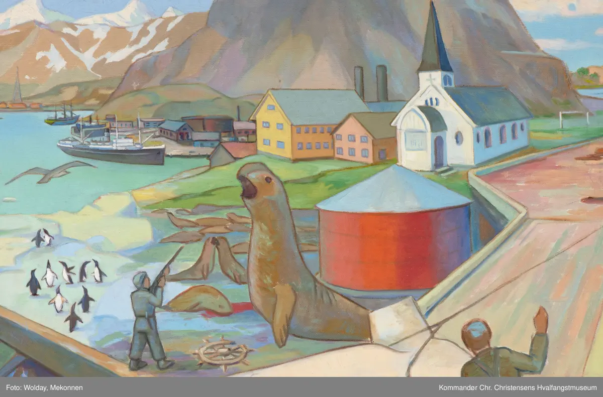 Fra Leith Harbour og Husvik Harbour. Grytviken, Syd-Georgia.