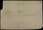 Ritning av förslag till dammbyggnad och kraftstation vid Hagby för Nora stad.
