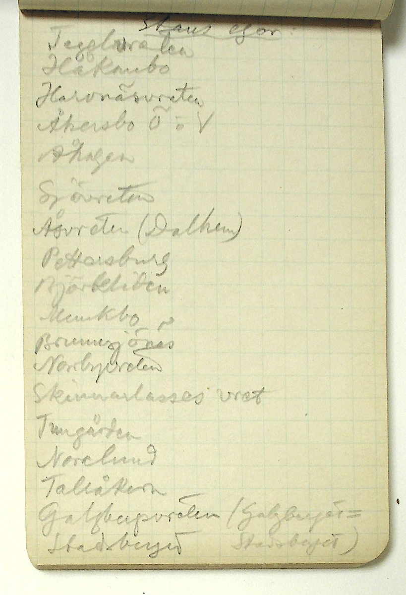 Karl-Erik Forsslund anteckningar år 1927-1929 om Hedemora stad, notisblock I. 

Opublicerat material till bokverket 'Med Dalälven från källorna till havet.'