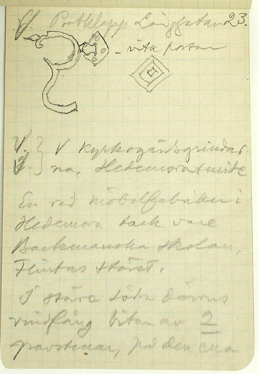 Karl-Erik Forsslund anteckningar år 1927-1929 om Hedemora stad, notisblock I. 

Opublicerat material till bokverket 'Med Dalälven från källorna till havet.'